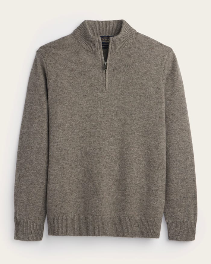 MEN'S SHETLAND COLLECTION QUARTER-ZIP SWEATER